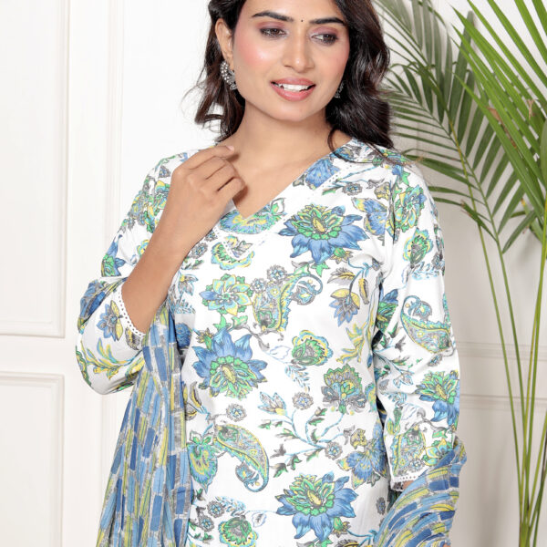 044A4087 Women's Premium Cotton Floral Print Kurta & Pant Collection