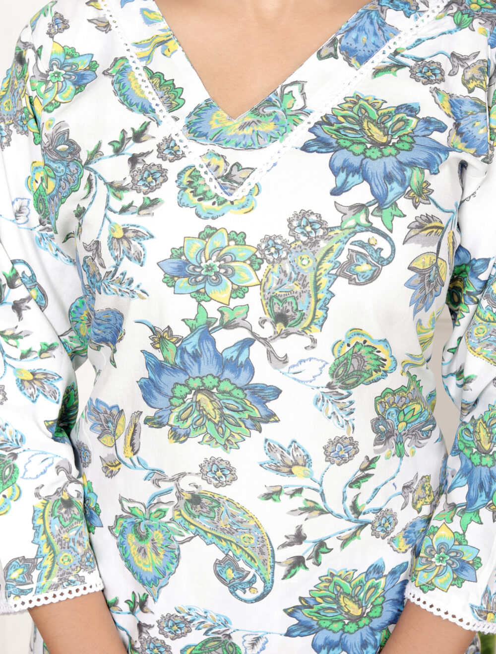 044A4088 Women's Premium Cotton Floral Print Kurta & Pant Collection