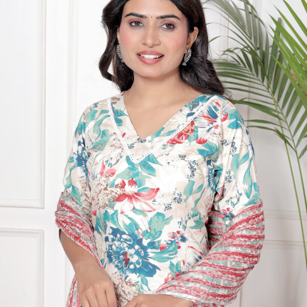 044A4116 Women's Premium Cotton Floral Print Kurta & Pant Collection