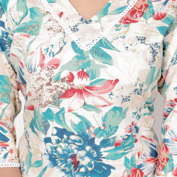 044A4117 Women's Premium Cotton Floral Print Kurta & Pant Collection